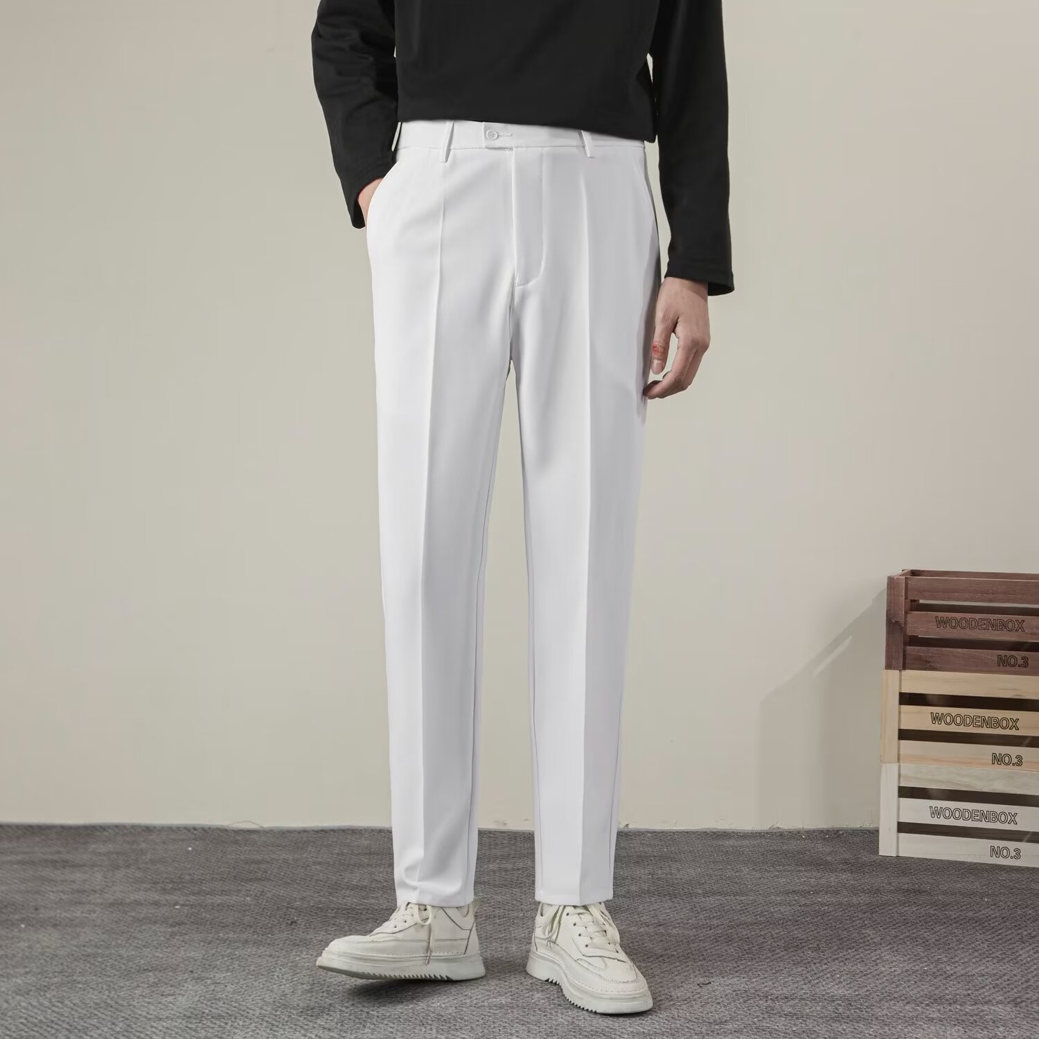 Celana kasual lurus warna polo - Summer Clothing Brands ulasan dan harga
